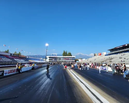 Speed and Snacks: A Day at In-N-Out Burger Pomona Dragstrip – Main Entrance in California